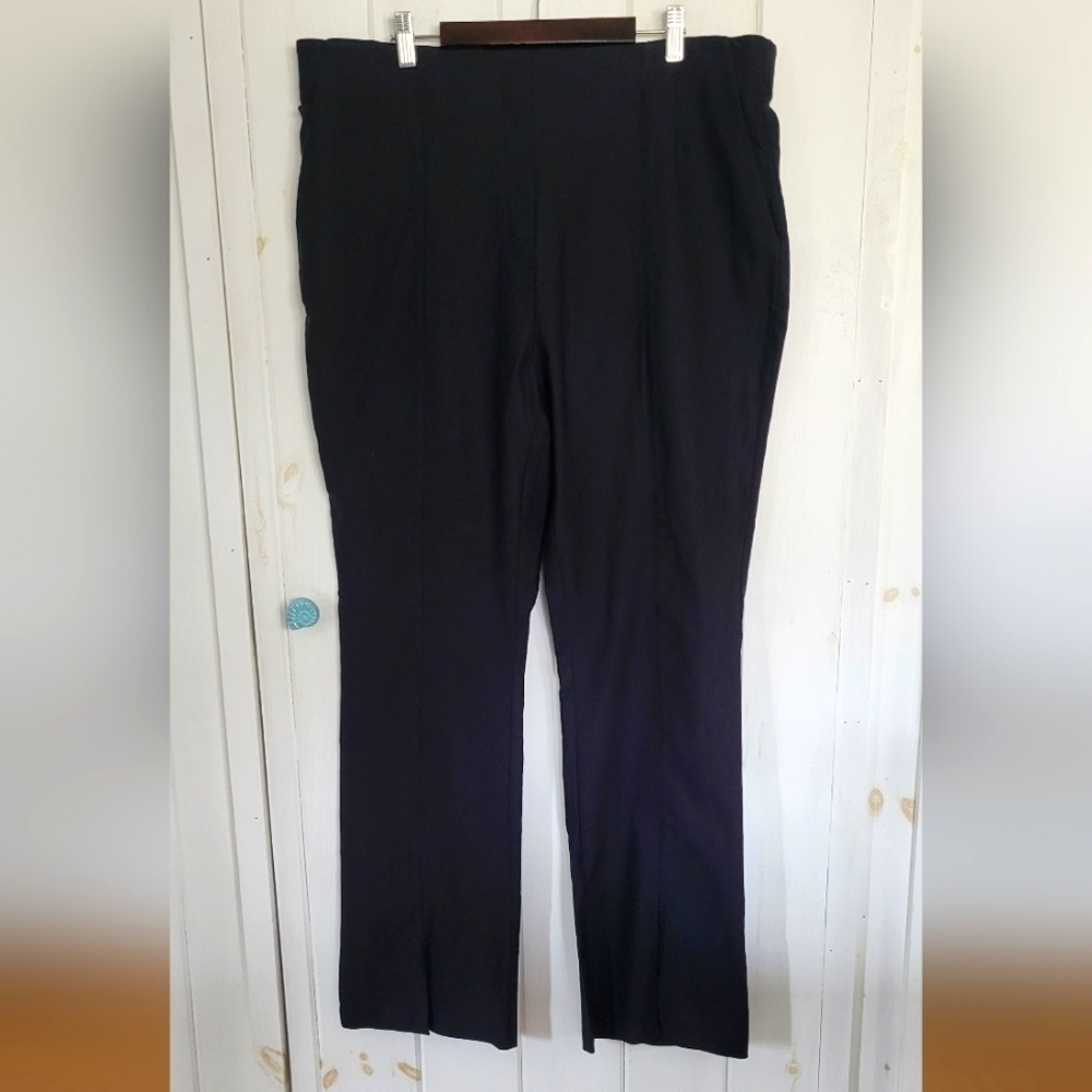 Tribal Navy Blue Bootleg Split Hem Pull On Dress Pants